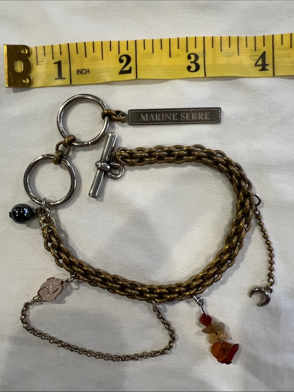 Marine Serre Bronze and Silver Bracelet with Charms